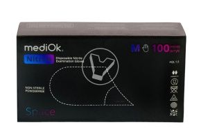 ერთჯერადი ხელთათმანები, ნიტრილ, პუდრის გარეშე, შავი, ზომა M VerdeVita