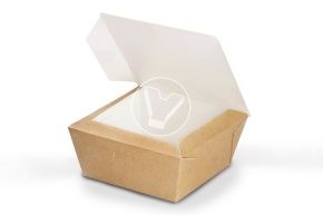 ლანჩი-ბოქსი CraftBox მუყაო, 400 მლ, 95/115*95/115*50 მმ, კრაფტი, თავსახურით