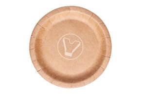 ქაღალდის თეფში, d-180 მმ, კრაფტი, გვერდით, ორმხრივი