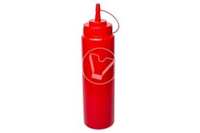 ბოთლი სოუსისთვის, 700 მლ, წითელი, თავსახურით