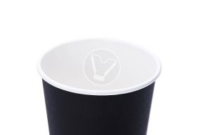 ჭიქა ქაღალდის, 250 მლ, ცხელი სასმელებისთვის, შავი (75 ც./შეფუთვა, 15 ც/კოლოფი)