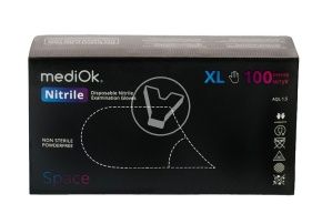 ერთჯერადი ხელთათმანები, ნიტრილ, პუდრის გარეშე, შავი, ზომა XL VerdeVita