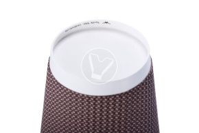 ჭიქა 350 მლ. ორშრიანი, გოფრირებული ცხელი სასმელისთვის, ყავისფერი