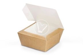 ლანჩი-ბოქსი CraftBox მუყაო, 400 მლ, 95/115*95/115*50 მმ, კრაფტი, თავსახურით