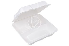 ლანჩ-ბოქსი სახურავით 1560 მლ, 3-განყოფილებიანი, 232*228*50 მმ VerdeVita