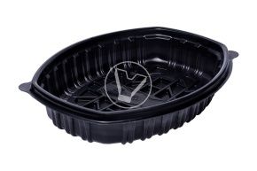 კონტეინერის ძირი ქათმისთვის  СпК-258, 252*202*48 მმ, შავი, სტიროლპლასტი