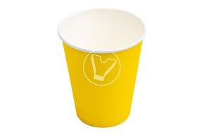 ჭიქა ქაღალდის, 400 მლ, ყვითელი, ცხელი სასმელებისთვის (ლიგა პაკი)