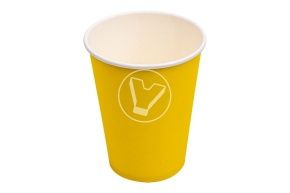 ჭიქა ქაღალდის, 350 მლ, ყვითელი, ცხელი სასმელებისთვის