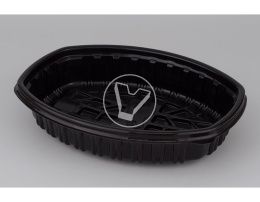 კონტეინერის ძირი ქათმისთვის  СпК-258, 252*202*48 მმ, შავი, სტიროლპლასტი