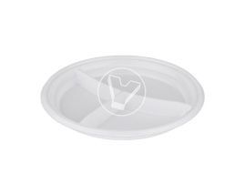 თეფში 3-განყოფილებიანი, d-205, თეთრი (PS, სტიროპლასტი)