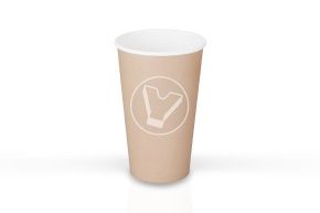 ჭიქა ქაღალდის, 400 მლ, კრაფტი, დიზაინით