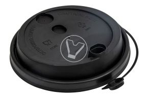 Lid with valve, black, matte, with drinking hole, d-90 mm