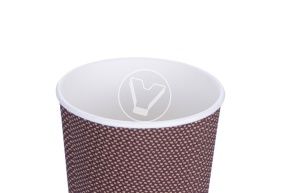 ჭიქა 400 მლ. ორშრიანი, გოფრირებული ცხელი სასმელისთვის, ყავისფერი