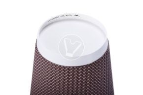 ჭიქა 400 მლ. ორშრიანი, გოფრირებული ცხელი სასმელისთვის, ყავისფერი