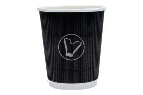 Paper cup, black, double-walled, 250ml