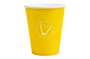 ჭიქა ქაღალდის, 400 მლ, ყვითელი, ცხელი სასმელებისთვის (ლიგა პაკი)