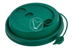 Lid with valve, green, matte, with drinking hole, d-80 mm