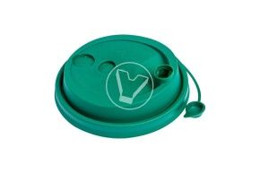 Lid with valve, green, matte, with drinking hole, d-80 mm