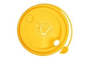 თავსახური, d-90, ყვითელი, მქრქალი, სარქველით და სასმელი ნახვრეტით