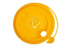 თავსახური, d-80, ყვითელი, მქრქალი, სარქველით და სასმელი ნახვრეტით