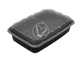 კონტეინერი, 1000 მლ, მართკუთხა, 1-განყოფილებიანი, შავი, თავსახურით