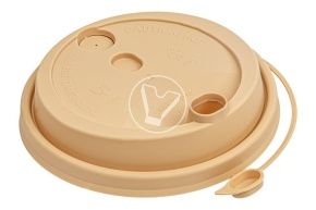 Lid with valve, kraft, matte, with drinking hole, d-90 mm