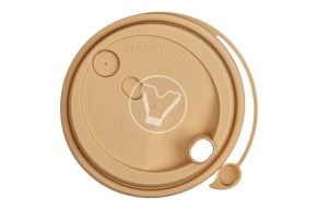 Lid with valve, kraft, matte, with drinking hole, d-90 mm