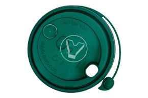 Lid with valve, green, matte, with drinking hole, d-80 mm