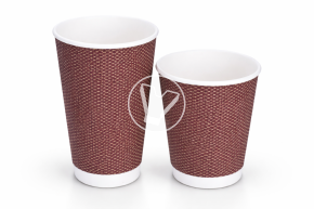 ჭიქა 250 მლ. ორშრიანი, გოფრირებული ცხელი სასმელისთვის, ყავისფერი