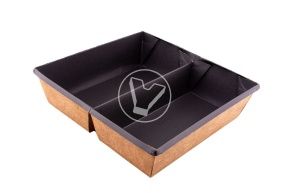 სალათის თასი "OneClick", 1200 მლ, 2-განყოფილებიანი, კრაფტი, შიგნიდან შავი