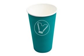 ჭიქა ქაღალდის, 400 მლ, ფირუზისფერი, ცხელი სასმელებისთვის (ლიგა პაკი)