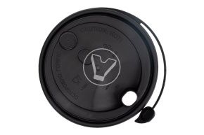 Lid with valve, black, matte, with drinking hole, d-90 mm