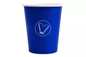 Glass 250 ml, paper for hot drinks, blue