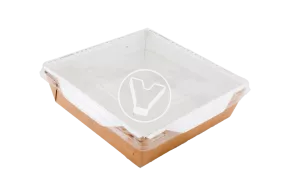 Салатник Eco OpSalad с крышкой, 1000 мл, GEOBOX, 220160*55 мм, ламинация, крафт