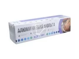 Фольга в футляре с встроенным ножом, ширина 30 см, 55 м, 14 мкм