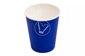 Glass 250 ml, paper for hot drinks, blue