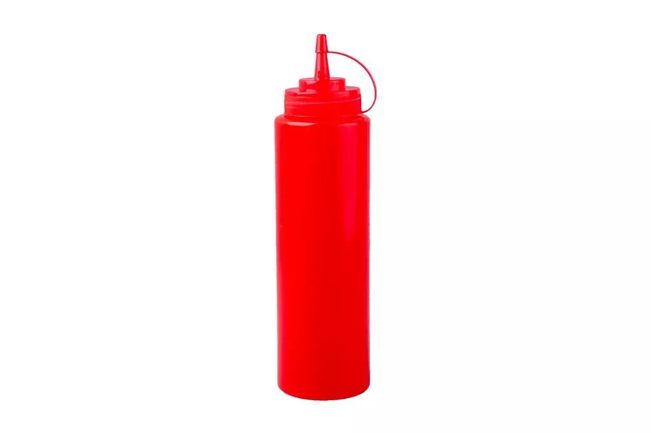 Sauce bottle, 1000 ml, with lid, red